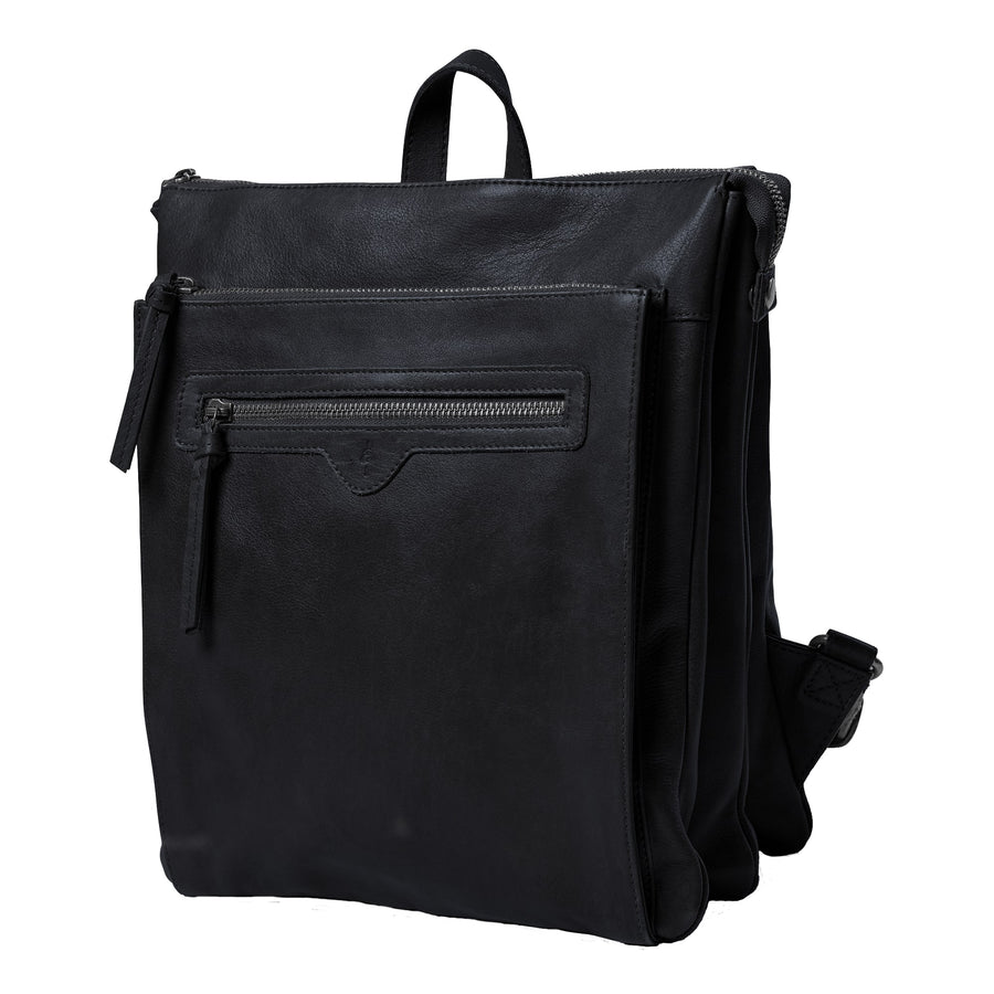 day and mood grey leather backpack DayBjork 3 Room Backpack - Black – Dayandmood