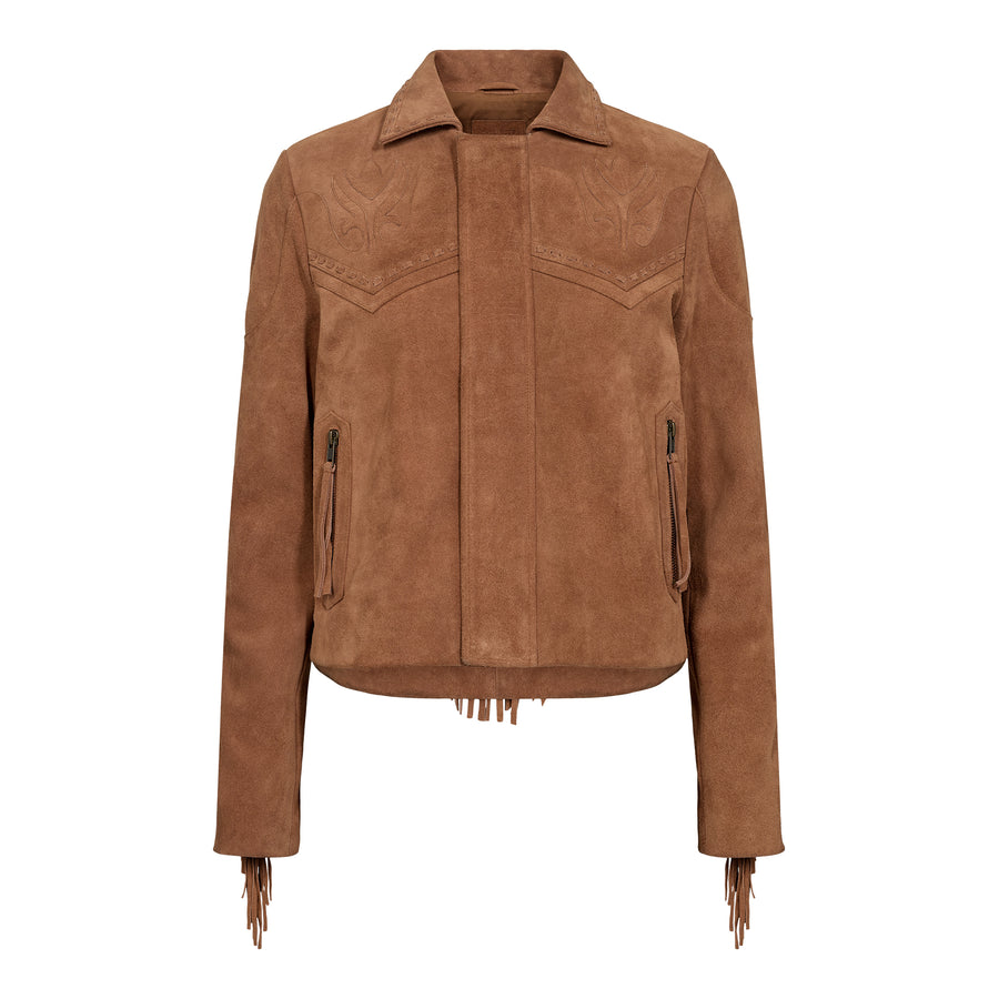 Day & Mood DayFregie Fringe Jacket Jacket Saddle